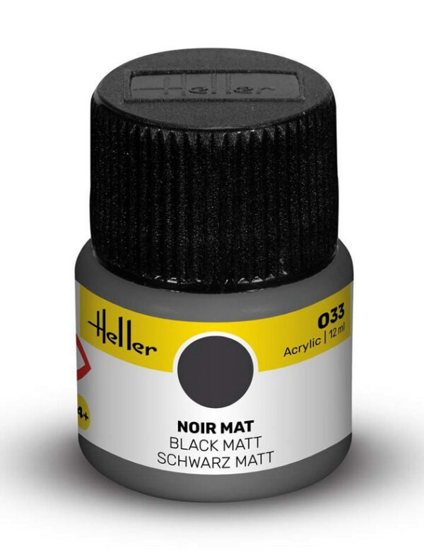 Acrylfarbe 033 Schwarz matt 12ml (Heller 9033)